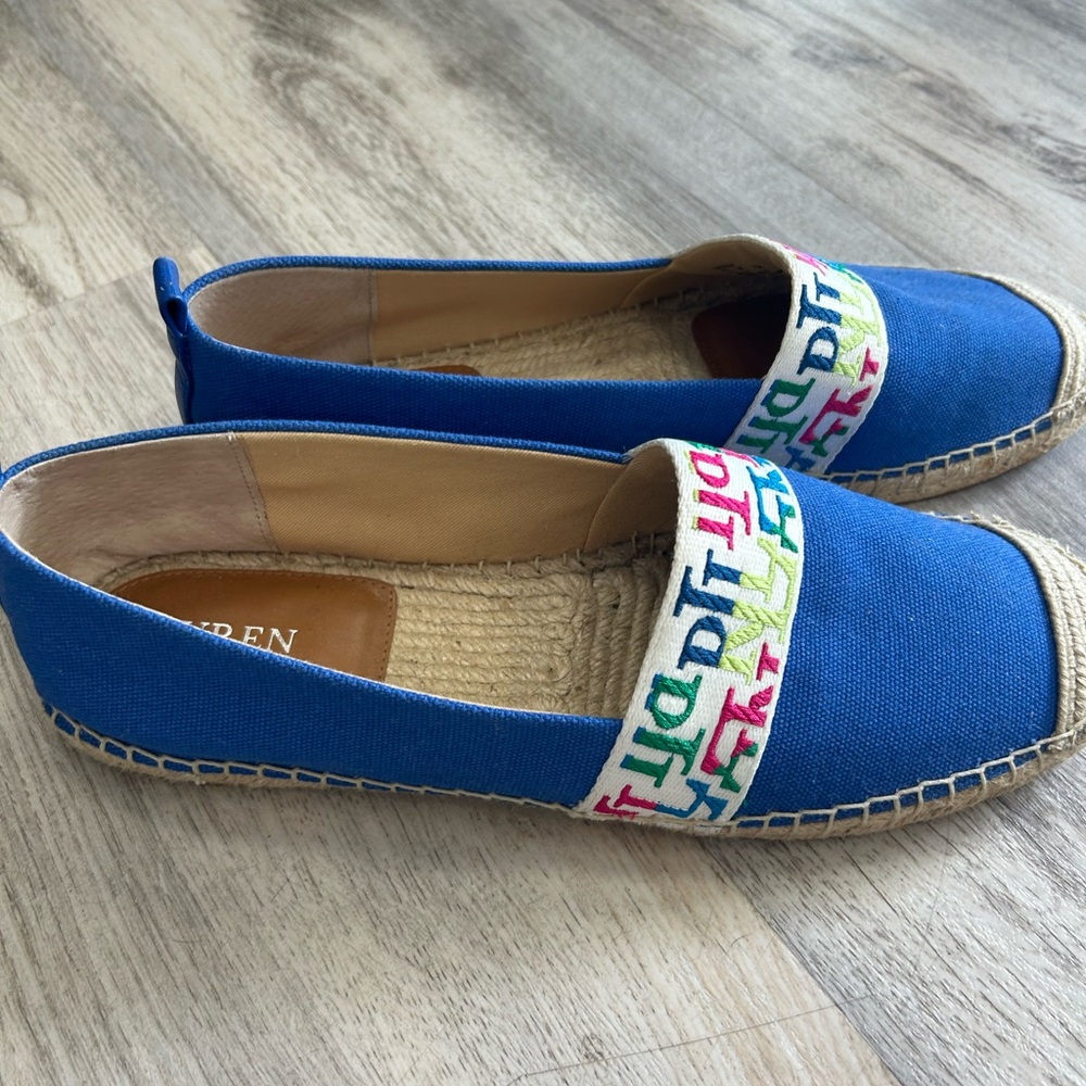 Lauren Ralph summer Lauren Caylee Women’s Canvas Blue Espadrille Shoes Size 11